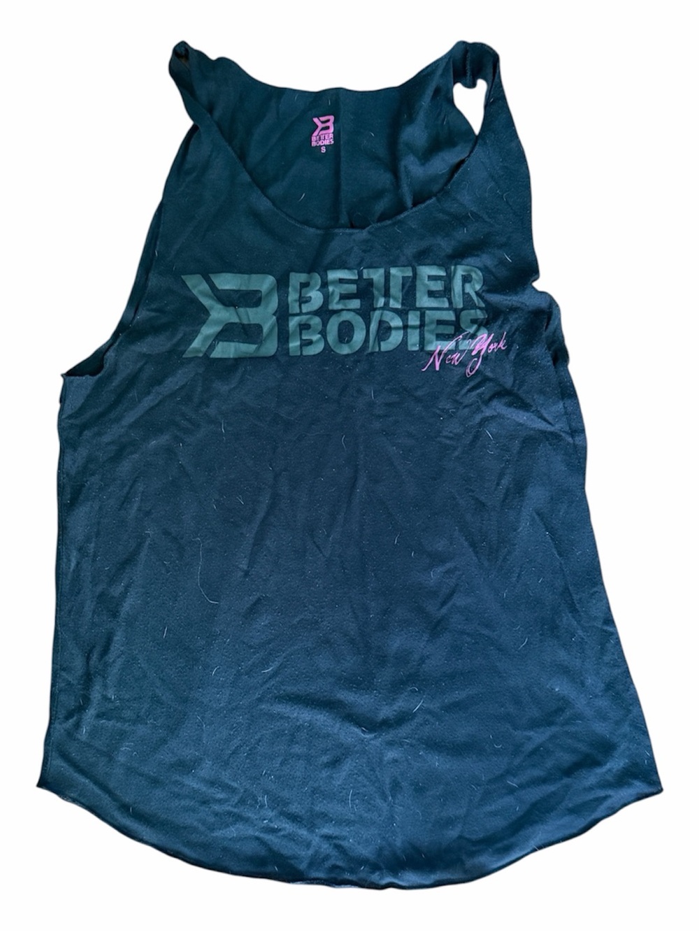 BETTER BODIES Black Tank with Pink Script Accent